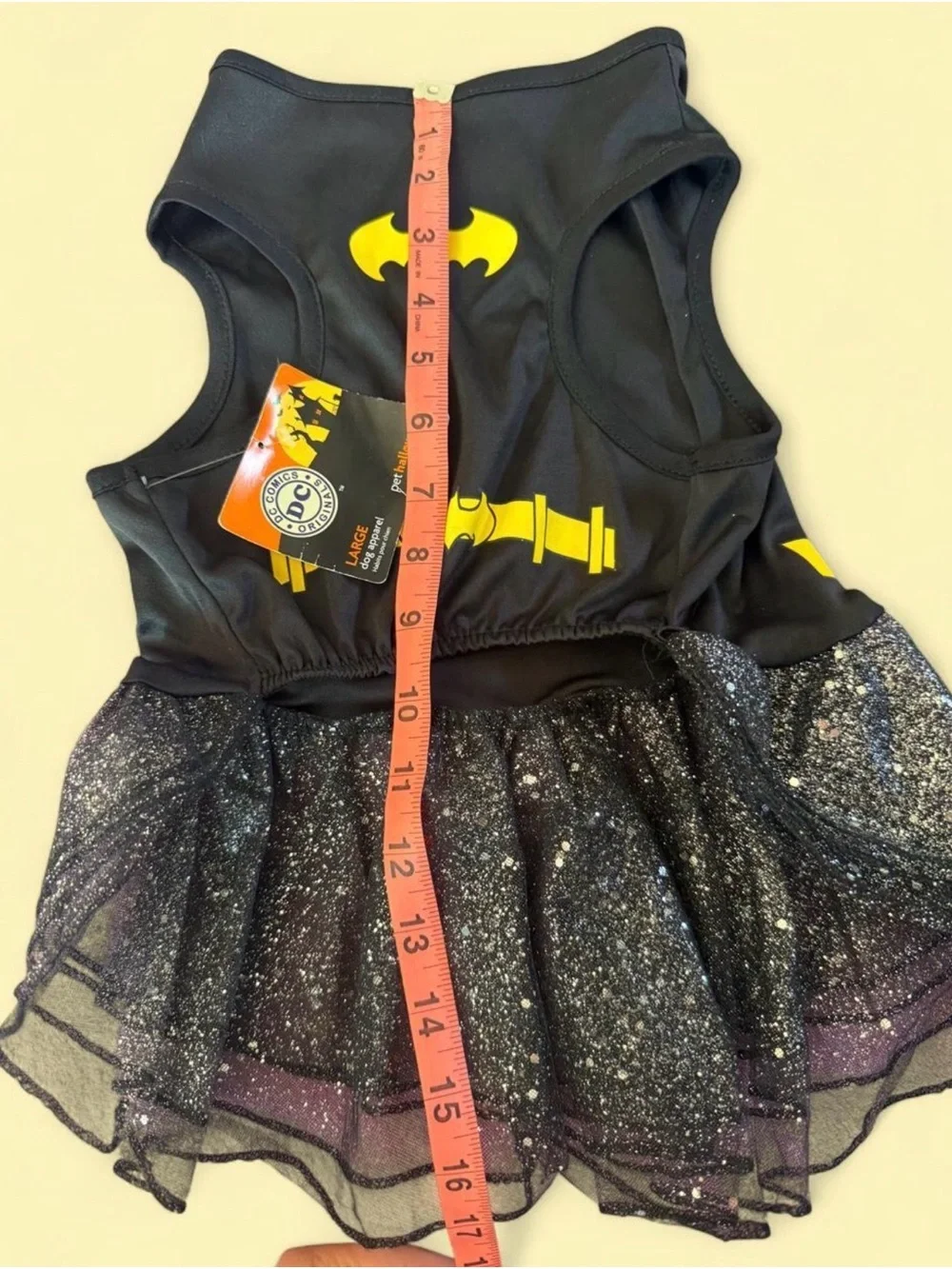 NEW WITH TAGS! DC Batman Black and Yellow Pet Costume Dress with Sparkle Tulle